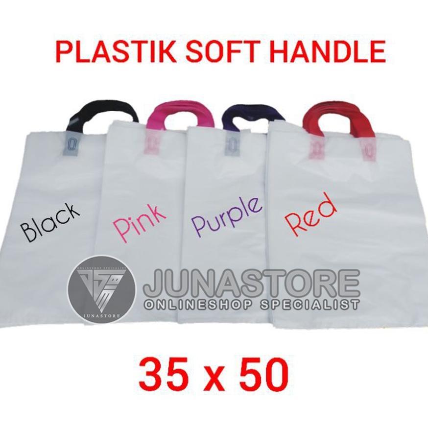 Plastik Shopping Bag / Plastik Soft Handle Kantong Putih Rea 35X50