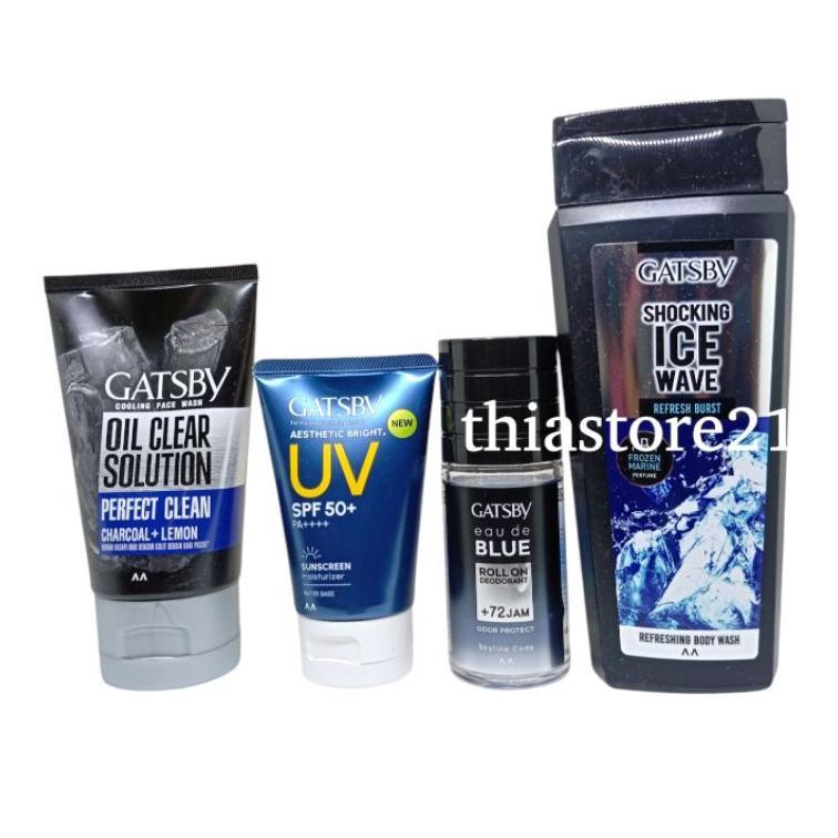 Paket Skincare Gatsby Skincare Untuk Pria + Body Wash + Parfum