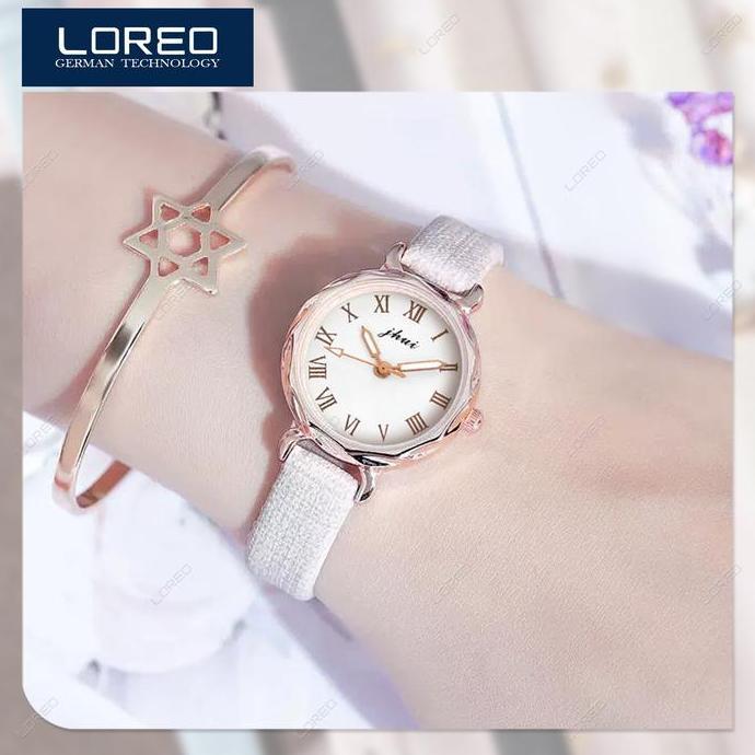 Loreo - Jam Tangan Wanita Harajuku Fashion / Jam Tangan Analog Romawi Strap Kecil