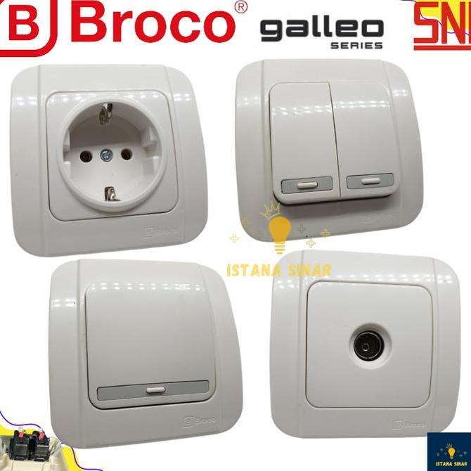 Broco Galleo Saklar Single Sakelar Seri Stop Kontak IB Inbow Tanam SNI Putih New Gee Allegra Cream S