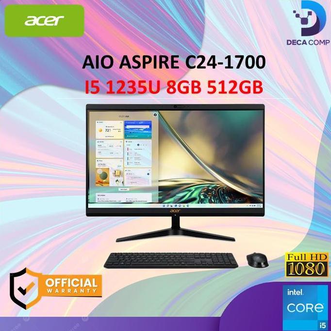 Acer PC All in one AIO Aspire C24-1700 i5-1235u 8GB/16GB 512GB Win11 OHS 23.8" FHD