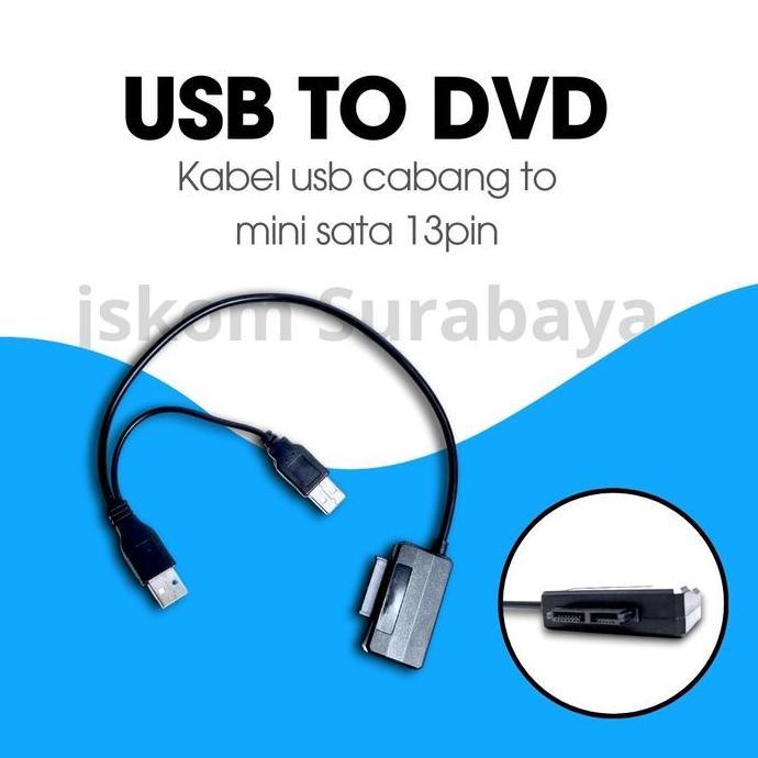 gomeya44 - kabel usb cabang to mini sata 13pin (kabel konektor dvd internal notebook)