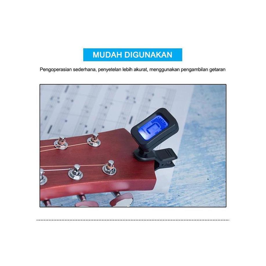 Miuzik- Tuner Gitar, Tuner Alat Musik Profesional, Tuner Elektrik, Kalibrasi Otomatis, Pemula Univer