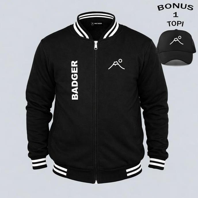 Bless- Nht Badger Bonus Topi.. Jaket Varsity Resleting Logo Badger Karki