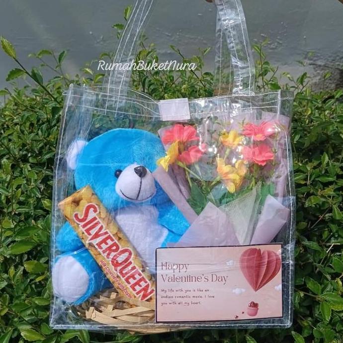 RumahBuketNura HAMPERS COKLAT BUKET BUNGA & BONEKA Kado Valentine Anniversary Ulang tahun Wisuda Had