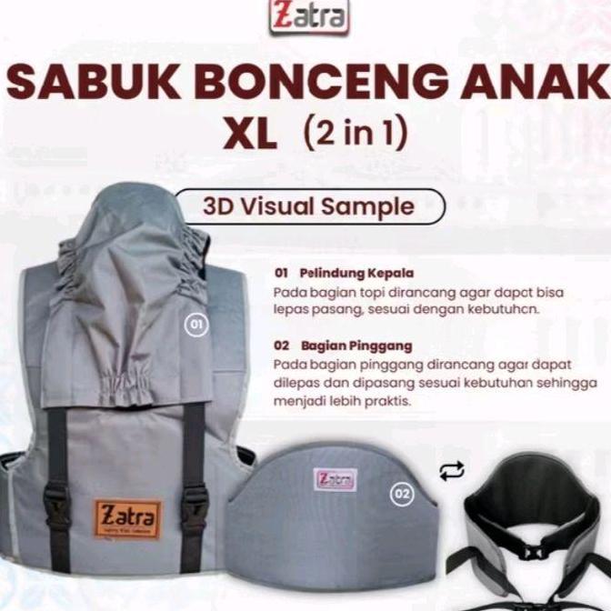 SABUK BONCENG ANAK USIA 4-12 TAHUN ZATRA XL 2 IN 1 GENDONGAN PENGAMAN BONCENGAN MOTOR DEPAN BELAKANG