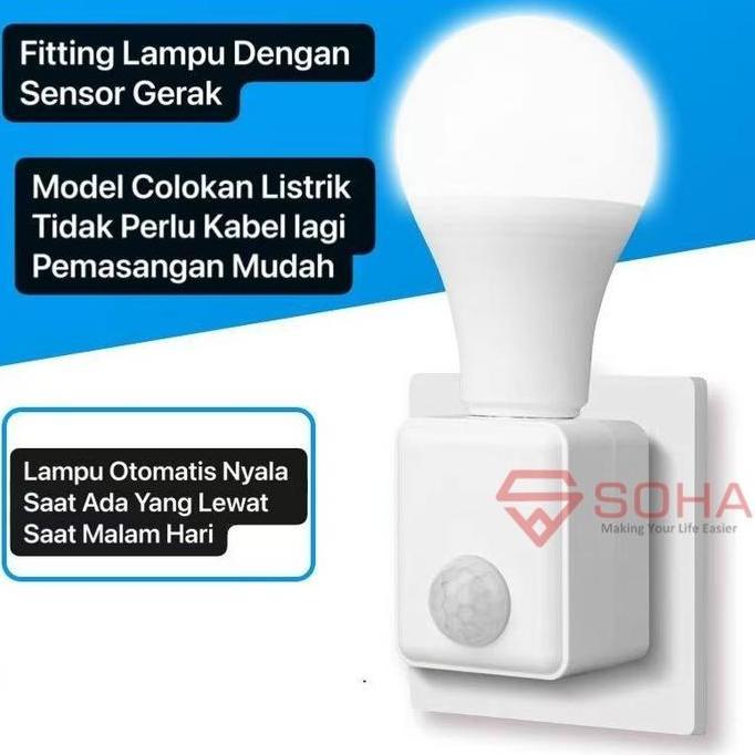 alif_pasword - art-082 fitting lampu sensor gerak colokan dinding eu plug auto on off otomatis detek