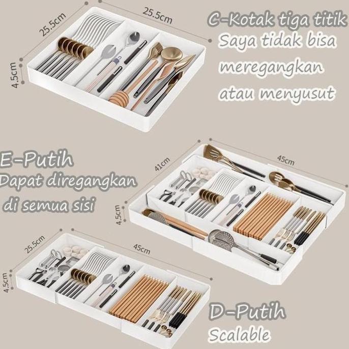 TERMURAH - Extendable Drawer Knife Cutlery Organizer Drawer Cutlery Organizer Rak Sendok Kitchen Set