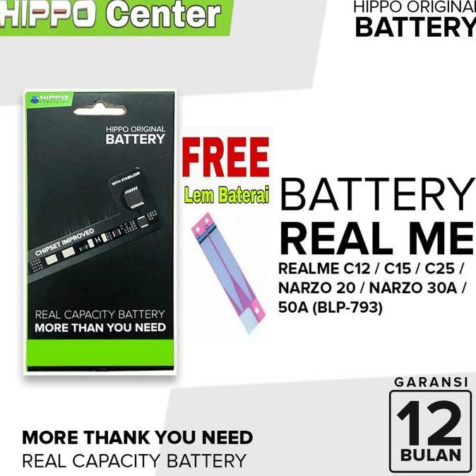 TERBARU - BATERAI HIPPO Compatible Realme C12 / Realme C15 / Realme C25 Battery BLP-793