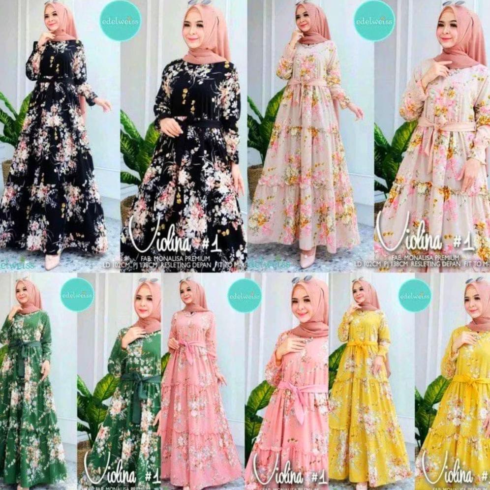 PAKET HEMAT Gamis Bunga Sakura Katun Terbaru Busui Fashion Muslim Syari Kekinian Termurah Remaja Dew