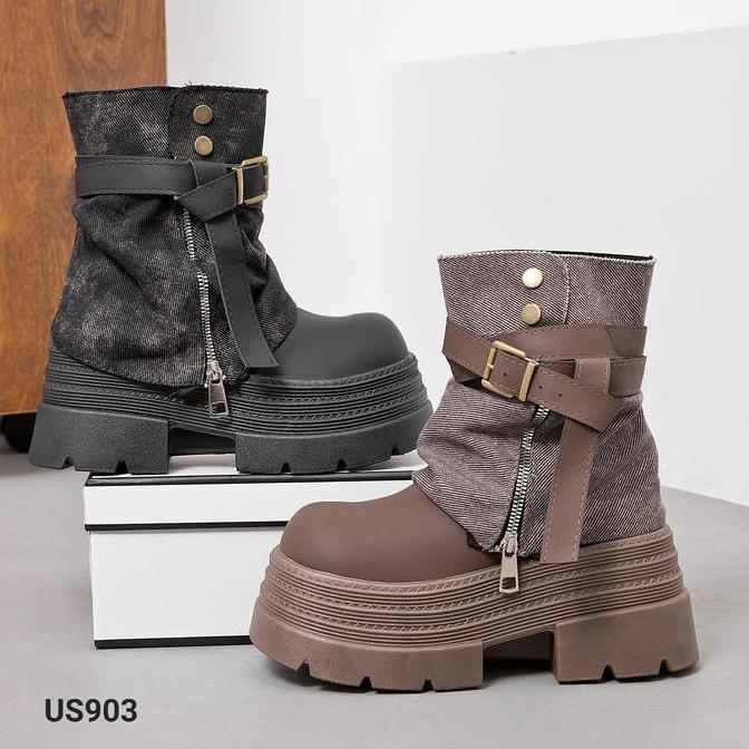 Sepatu Boots Metal Padior style korea US903  Tinggi 8cm boots wanita boots kekinian boots tinggi