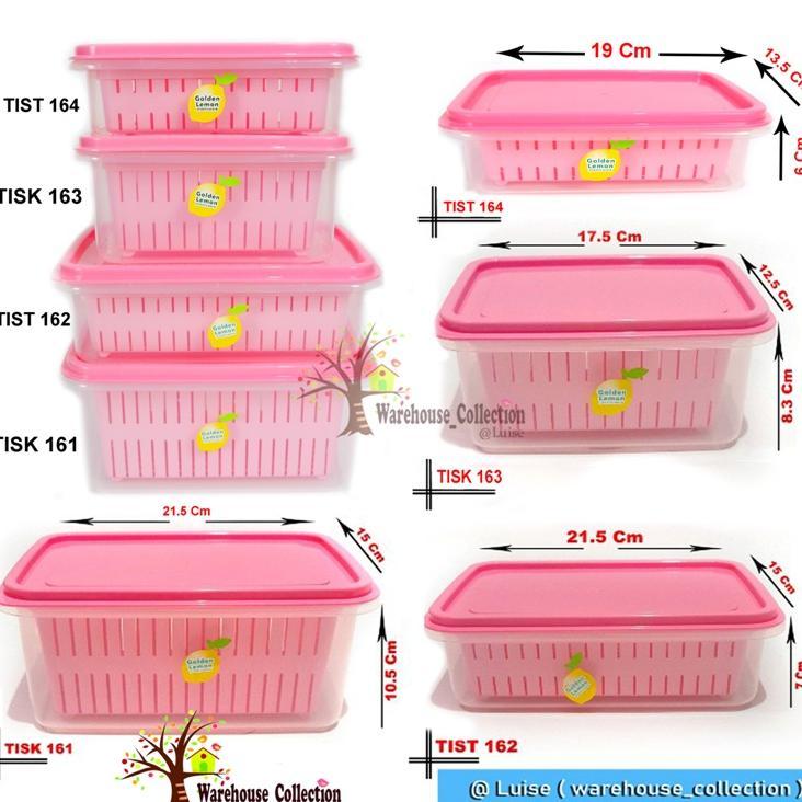 KOTAK + SARINGAN DIDALAMNYA  GOLDEN LEMON /TEMPAT SARINGAN IKAN/ SEALWARE DENGAN PENIRIS 2 IN 1