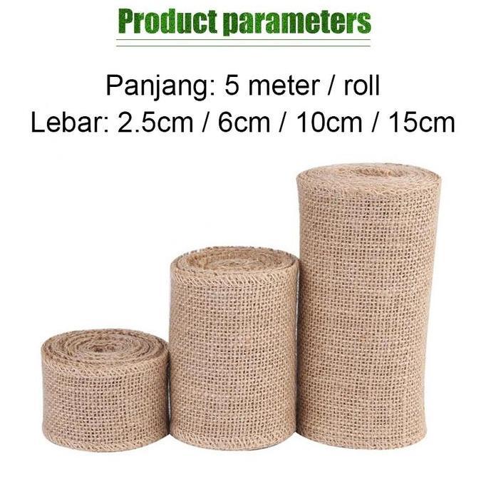 IDSTORE [10 YARD] Pita Goni Polos Obras Krem-Burlap Ribbon-Jute Ribbon Florist Wrapping Rustic Kain 