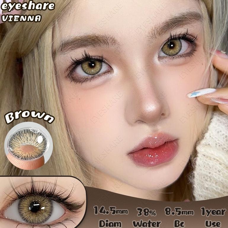 ORIGINAL COD1 pasang lensa kontak berwarna diameter 14.5mm VIENNA seri big eye soflens Normal soflen