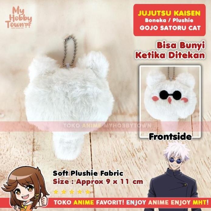 Gantungan Kunci Boneka Anime Jujutsu Kaisen Karakter Gojo Satoru Cat Plushie Doll