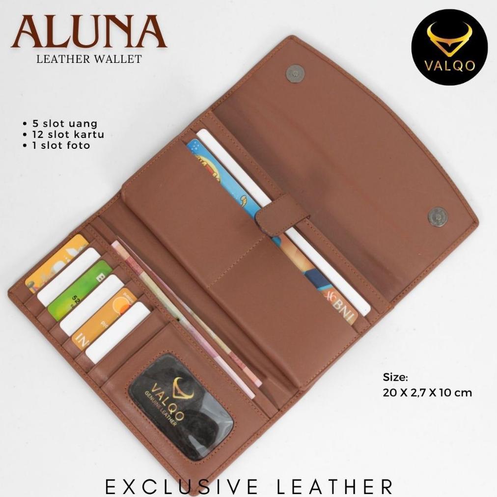Exclusive Valqo Aluna Dompet Kulit Kulit Sapi Dompet Wanita Perempuan Dompet Panjang Dompet Kartu