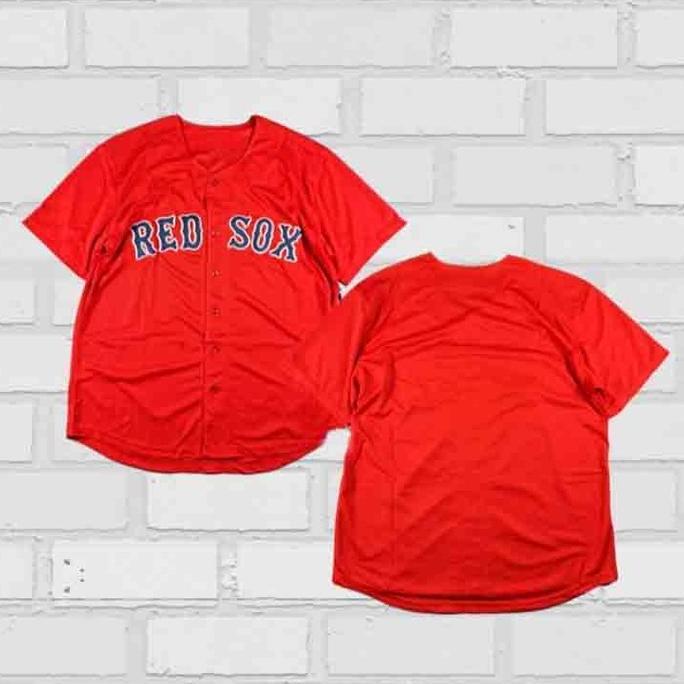 BORDIR Baju Jersey Baseball Red Sox Merah Red Premium Baseball shirt