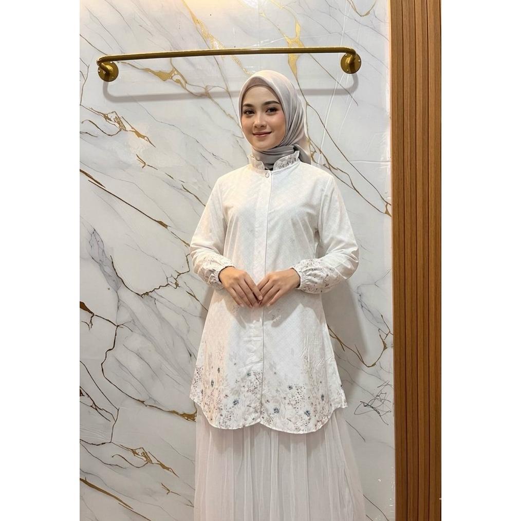 Aluna Tunik Muslim Wanita/ Atasan Tunik wanita lengan panjang/ Bahan Katun Milea