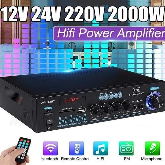 Power Amplifier Subwoofer Bluetooth AV-668BT Amplifier Karaoke Amplifier Board Audio FM USB SD Power