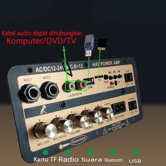 D30 PRO MAX Amplifier Board Karaoke Audio Bluetooth USB FM Radio TF Player Subwoofer AC-DC Fitur Kom