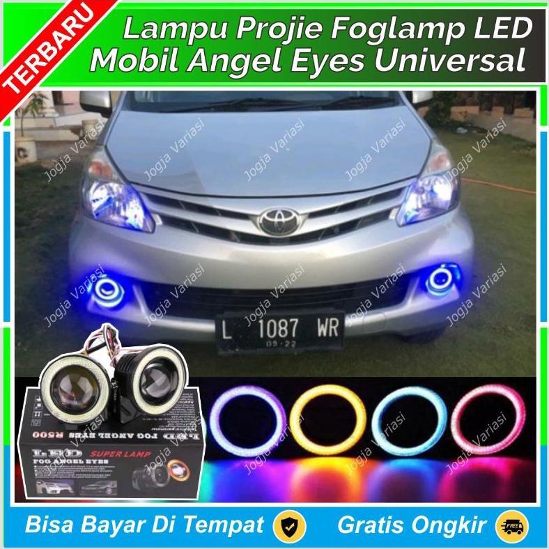 LAMPU LED FOGLAMP ANGEL EYE MOBIL PROJIE TEMBAK KABUT + 89 MM 89MM 2 MODE : AVANZA XENIA HONDA JAZZ 