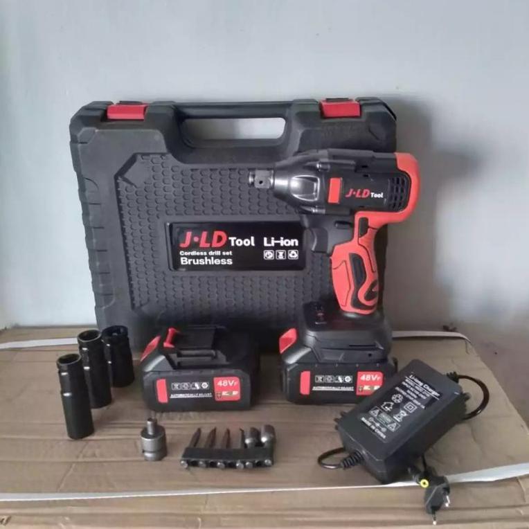 Impact Buka Baut Cordless JLD Tools  2 batre - 1 batre