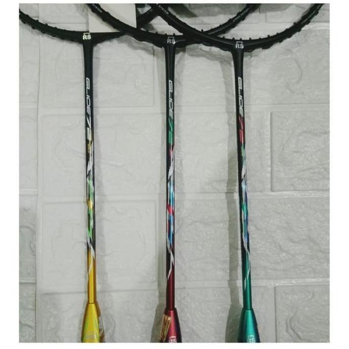 belviercinez Raket Badminton RS GLIDE 72 merah/gold/Jade +senar full set ORIGINAL Diskon