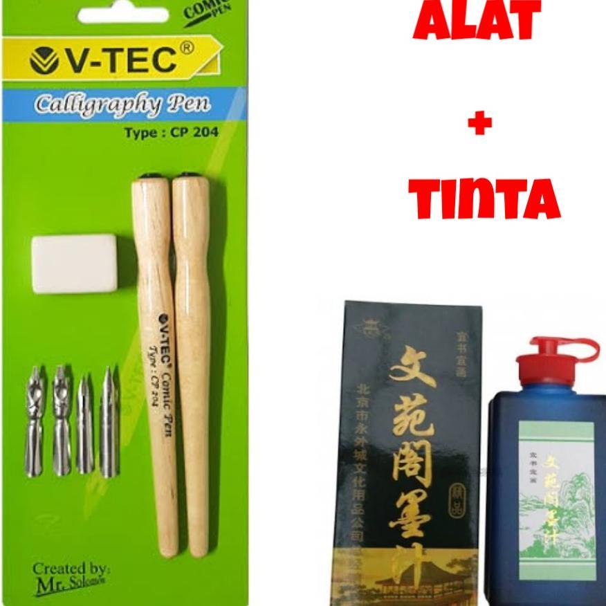 Paket Calligraphy Pen Dan Tinta Kaligrafi Alat Pulpen Pensil (Comic Pen / Pena Komik) Bisa Untuk Kha