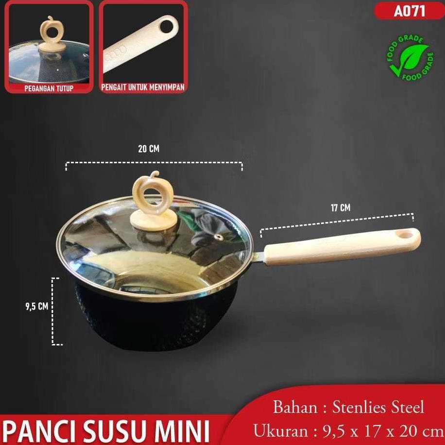 NEW Panci Susu Kuping Stainless Tutup Kaca Panci Kukusan Kecil Panci Mie Saucepa Multiguna Masak Air