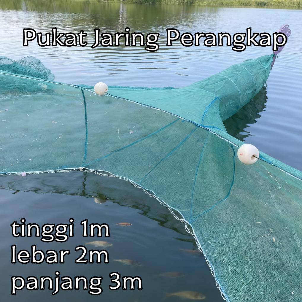 Pukat Jaring Perangkap Ikan Bubu Naga/Bubu Payung Pukat Harimau Siap Pakai Ukuran Tinggi 1M Lebar 2M
