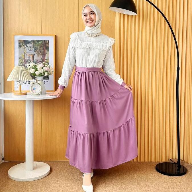 Khza- Emelyn Dress Brukat Gamis Lebaran Nita Hijab Putih Pastel Raya Series By Meeclo