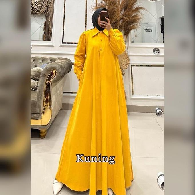 Khza- Queenasyari - Mona Dress (Dress Only) Baby Cordoray Jumbo Ld 110-140 Cm Dress Simpel Nyaman Da