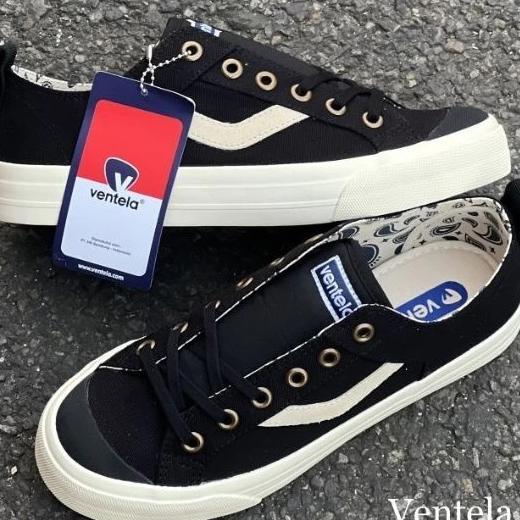 Cuci Gudang  Sepatu Ventela Evil Low I Sneakers Ventela Pria & Wanita I Sepatu Ventela Black White -