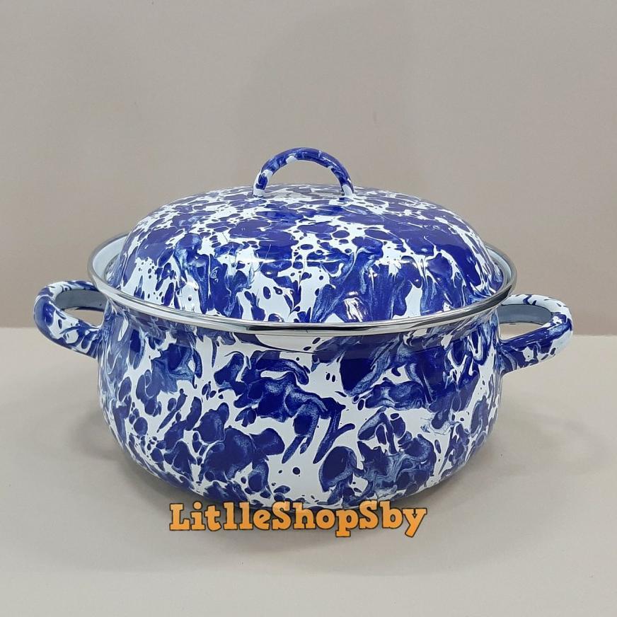 NEW Panci Besar Enamel Saucepot 20cm Biru blirik [terbaik][terlaris]