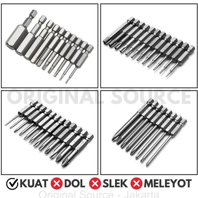 Mata Obeng Bor Kunci L Hex Key Plus Minus Bintang Set Screwdriver Bits