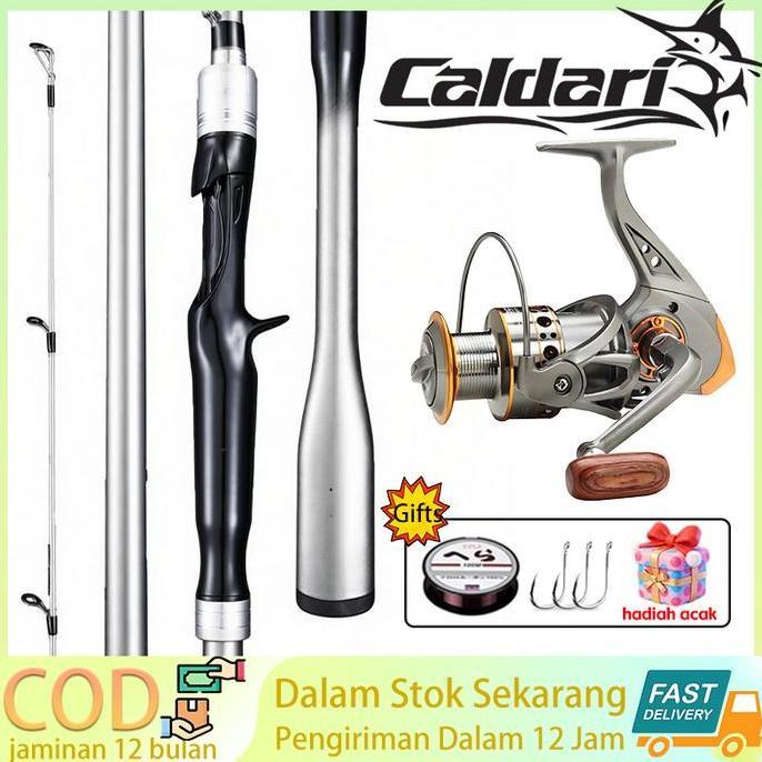 Caldari SET Joran Pancing Ultra Light M Carbon Fiber 1.65-2.1M - Combo Spinning Anti Lengkung untuk 
