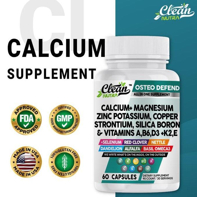 Kalsium, Magnesium, Zinc + D3K2 Mendukung pertumbuhan tulang, meredakan kecemasan, bantu relaksasi t