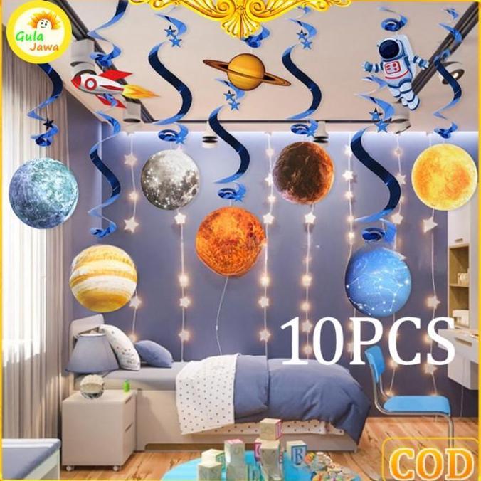 L14- 10Pcs / Set Hiasan Gantung Model Planet Tata Surya /Hiasan Kelaspesta