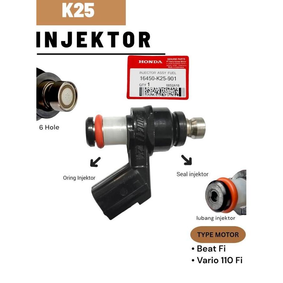 K25 Injektor Injector 6 Hole Lubang Beat Fi F1 Motorcycle Foto Asli