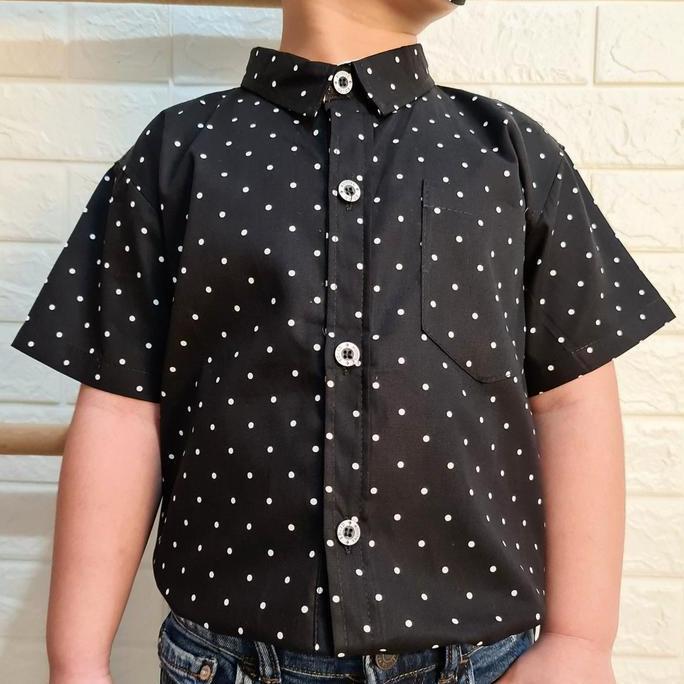 Amspro - Kemeja anak Laki-laki kemeja motif anak Atasan anak Onde Polkadot