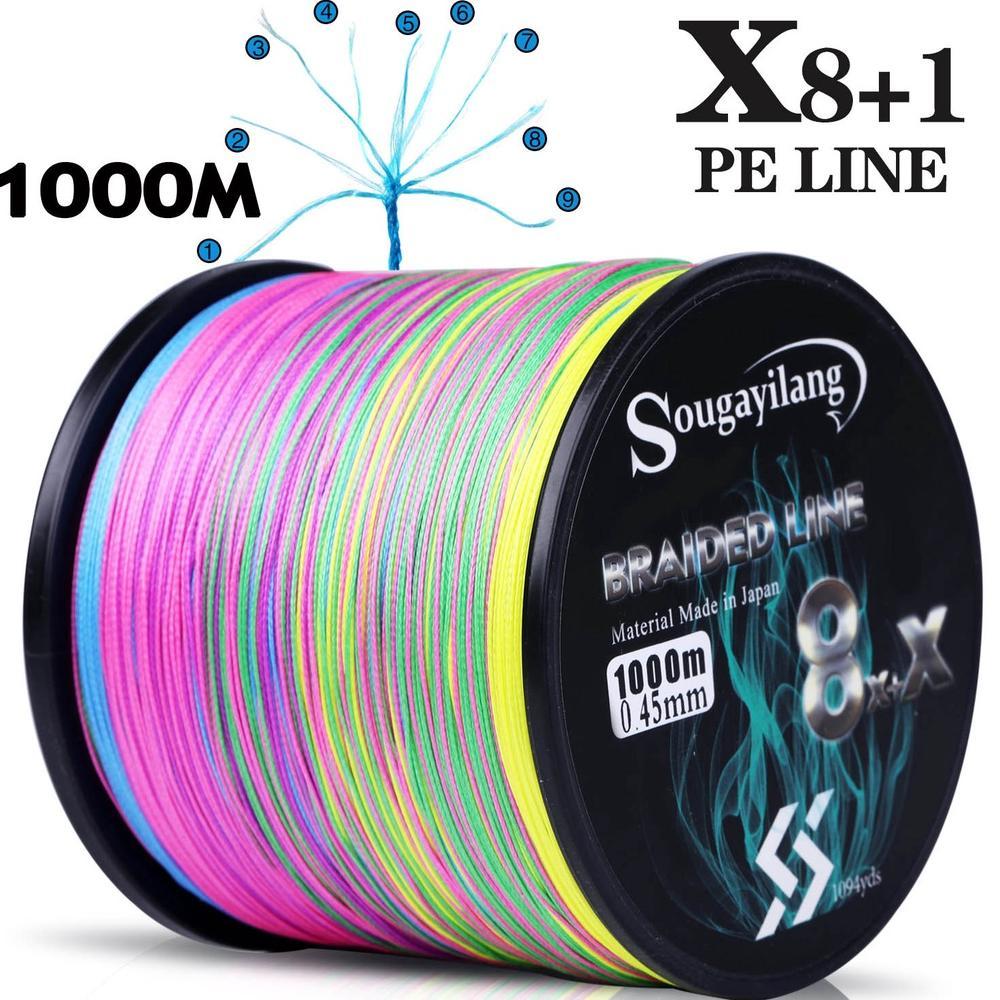 New 1000m x8+1 Senar Pancing PE Senar Pancing 9 helai alat memancing kepang PE warna-warni Fishing L