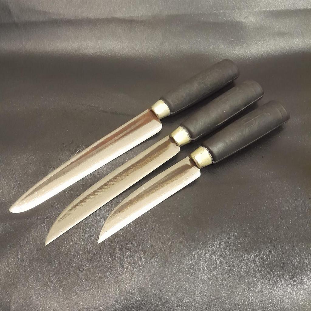 Set Pisau Dapur Professional 3 Pcs - Baja Tajam Dengan Gagang Plastik Hitam