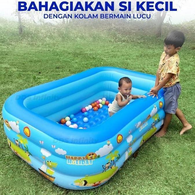 SEVEKIRANA - 120CM-260CM KOLAM RENANG ANAK 3 RING KOLAM MANDI BOLA POMPA TIUP INFLATABLE KOLAM BALON