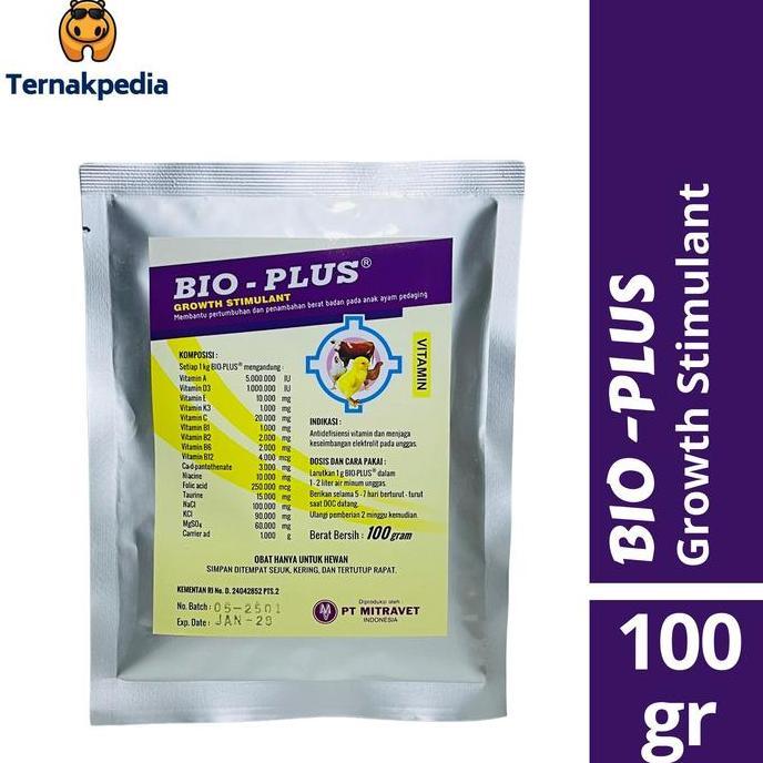 Vitamin Doc Anak Ayam Bio Plus 100 Gram Pemacu Pertumbuhan & Berat Badan Anak Ayam Bebek Doc Broiler