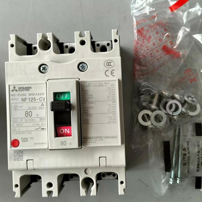 HARGA DISC - NFB / MCCB MITSUBISHI NF 125 CW 3P 80A NFB = No Fuse Breaker 3P 80 A
