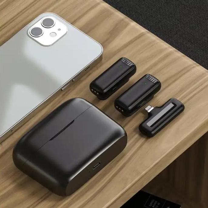 QUINTON microphone wireless lavalier 2 mic clip on dengan kotak pengisian daya untuk vlogger Mikrofo