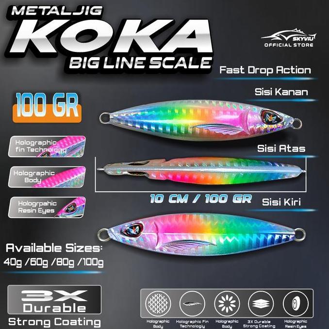 Metal Jig 100 Gram Slow Jigging 1 Set Double Assist Hook Umpan Jigging UV Killer