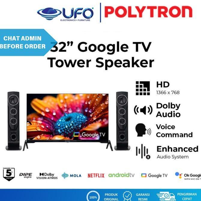 POLYTRON 32 INCH SMART GOOGLE TV CINEMAX SOUNDBAR PLD32TG5055