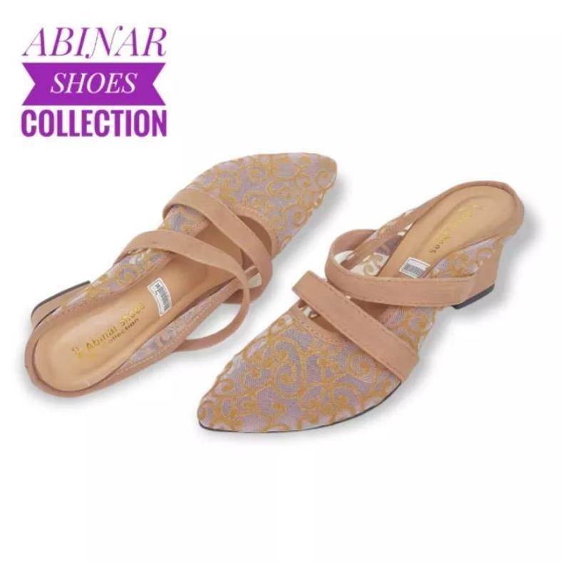 Free Ongkir Sandal High Heels Pesta Brukat Apollo 5Cm Sandal Brukat  Flat Wanita Hak Tahu Sandal Wed