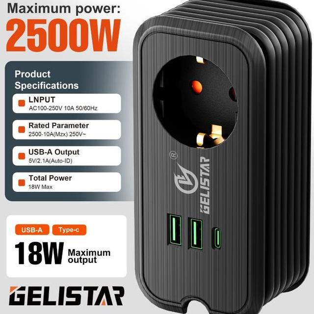 Cbl011 Cable 3M 2W Stop Gulung 18W Power Soet Usb Charger Kabel Saklar Independen Colokan Listrik 2 